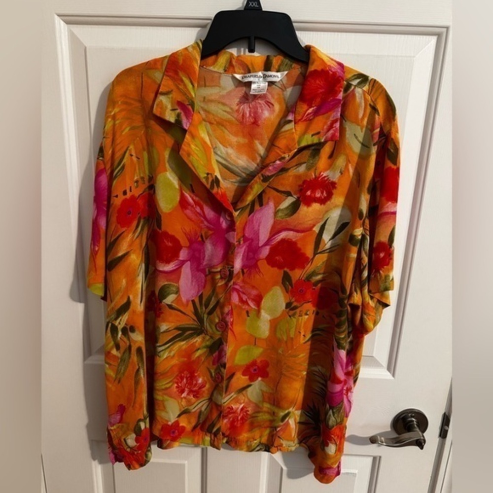 Draper's & Damon's Tropical Button Blouse Plus Size 3X